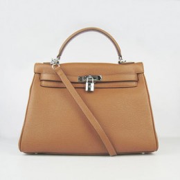 Hermes Kelly 32Cm Togo Leather Light Coffee Silver